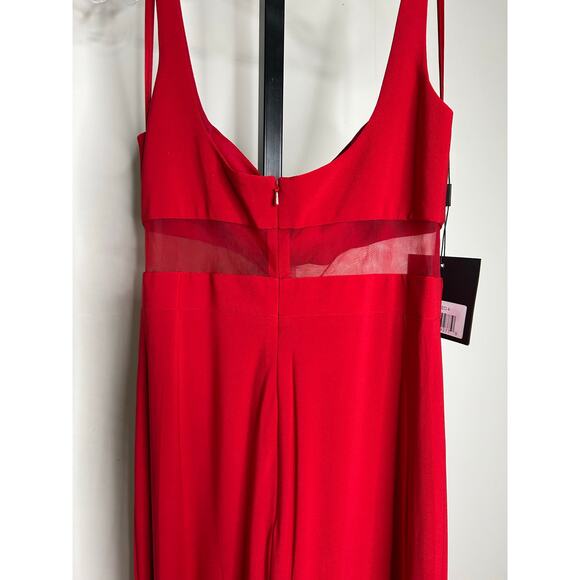 Ieena for MacDuggal-size 4-sheer mesh panel detail‎ column gown red NWT - Picture 7 of 8